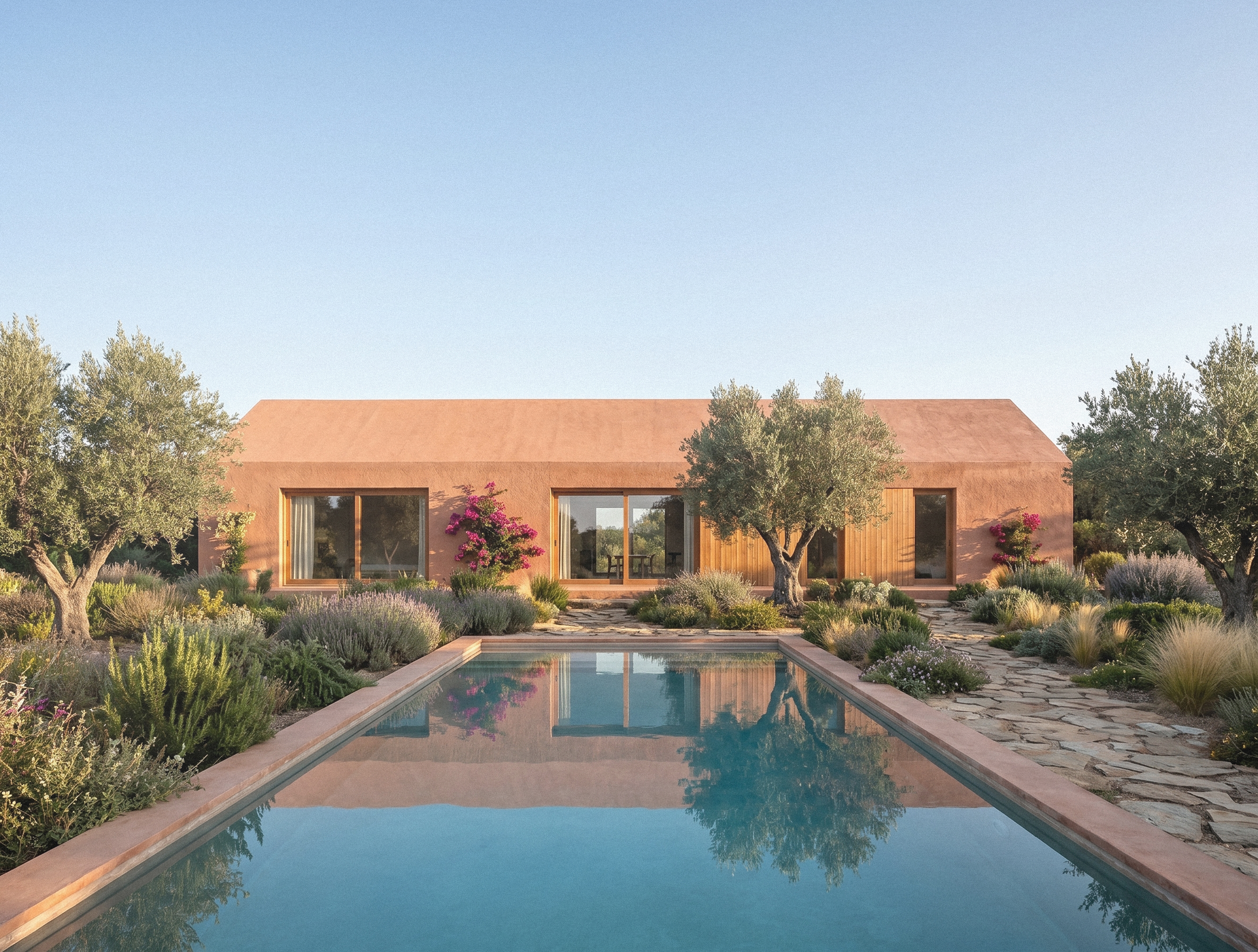 Alentejo Ribatejo — earth-toned villa among olive trees