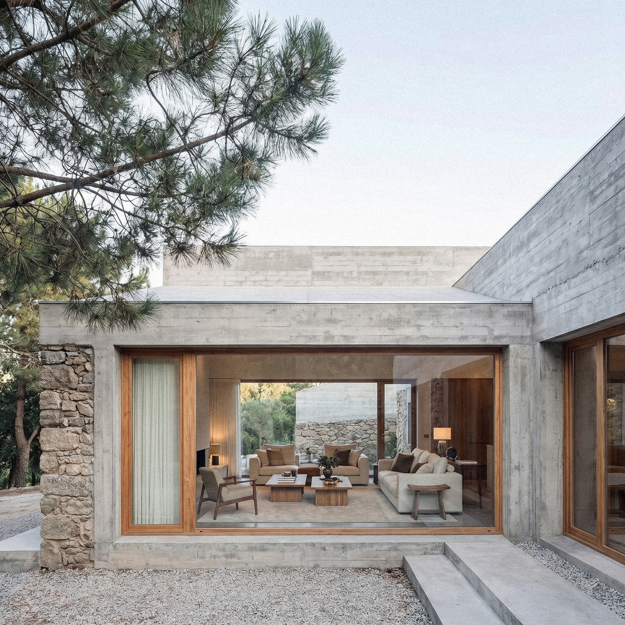 Minho Ruína — concrete and granite home around a courtyard
